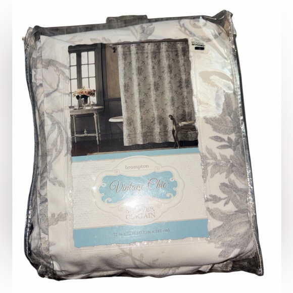 Vintage Chic Gray Shower Curtain - Picture 5 of 6